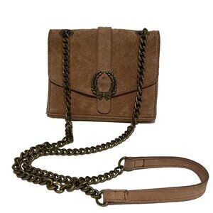 ZARA WOMAN Crossbody Bag Cow Leather Pink Bronze Hardware Chain Strap Vintage
